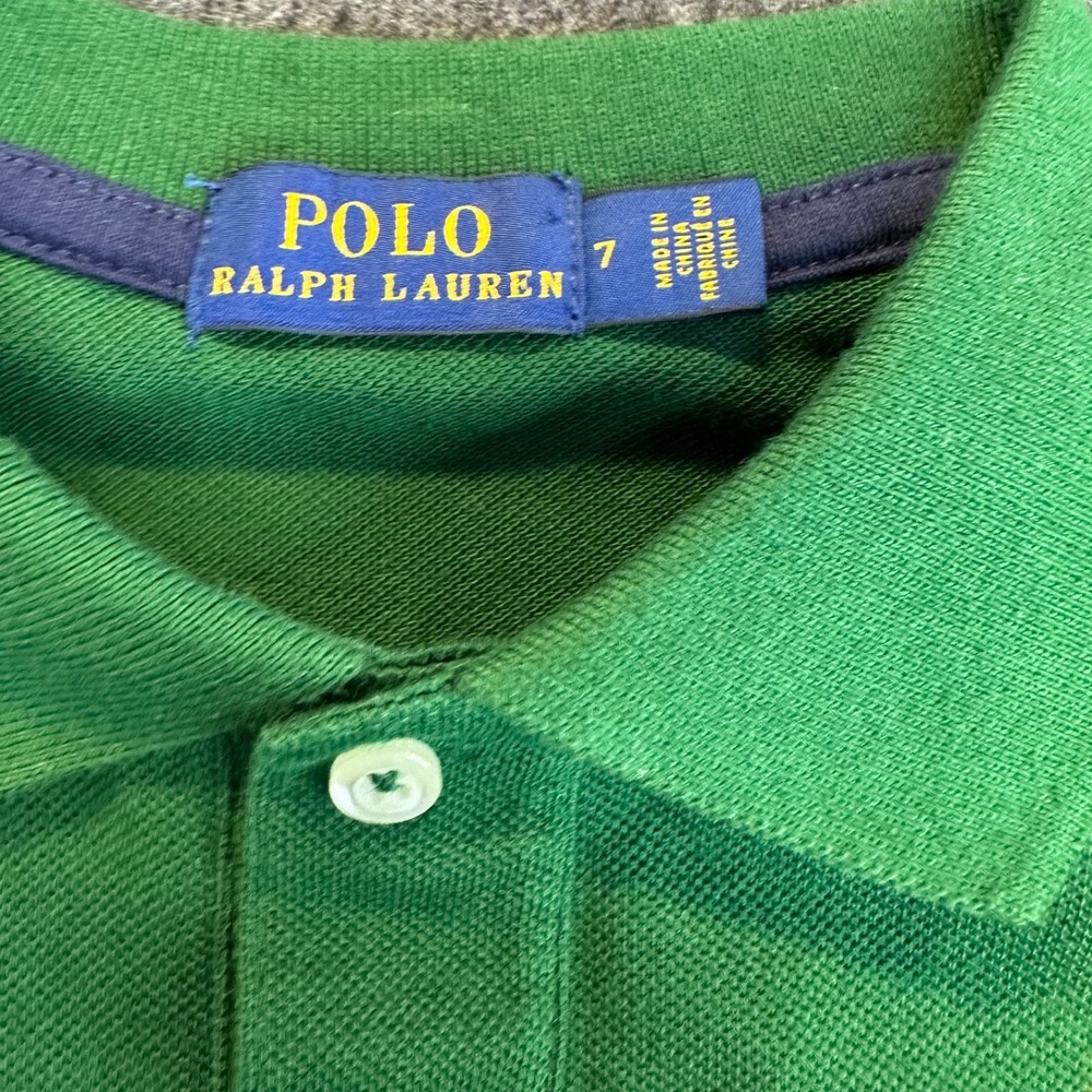 NEW Polo Ralph Lauren Boys Big Pony Cotton Mesh Polo Shirt Green Yellow 3 Size 7 - Picture 6 of 13